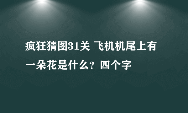 疯狂猜图31关 飞机机尾上有一朵花是什么？四个字