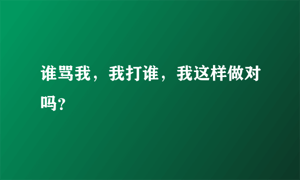 谁骂我，我打谁，我这样做对吗？