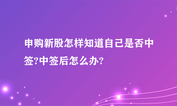 申购新股怎样知道自己是否中签?中签后怎么办?