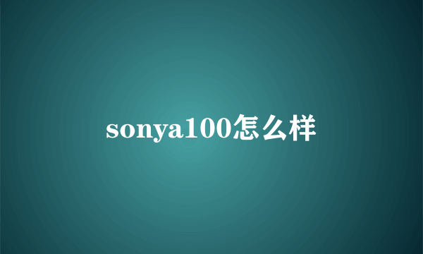 sonya100怎么样