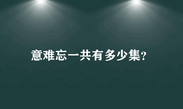 意难忘一共有多少集？