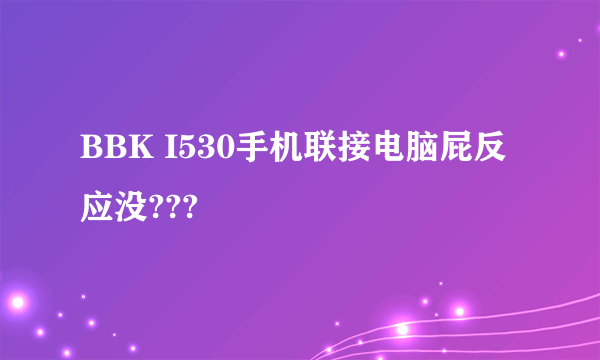 BBK I530手机联接电脑屁反应没???