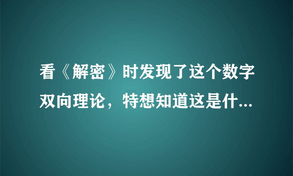 看《解密》时发现了这个数字双向理论，特想知道这是什么，求各位大神解答，数字双向理论是什么?谢谢？