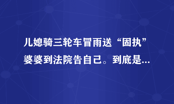 儿媳骑三轮车冒雨送“固执”婆婆到法院告自己。到底是孝还是不孝？你怎么看？