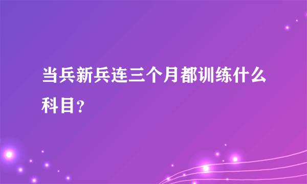 当兵新兵连三个月都训练什么科目？