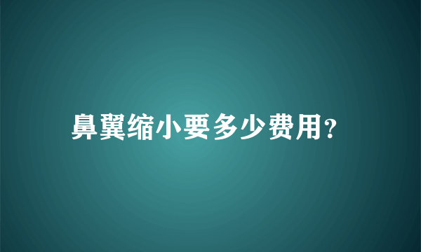 鼻翼缩小要多少费用？