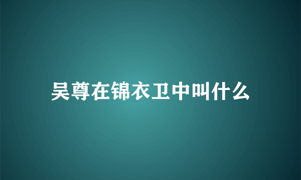 吴尊在锦衣卫中叫什么