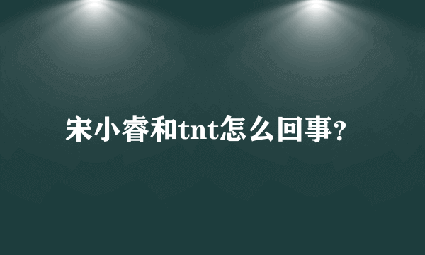 宋小睿和tnt怎么回事？