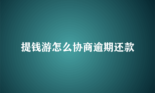 提钱游怎么协商逾期还款