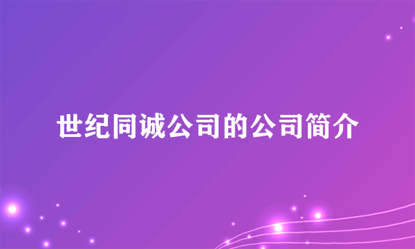 世纪同诚公司的公司简介