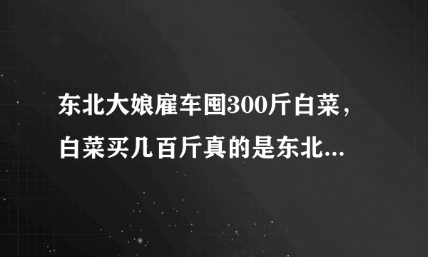 东北大娘雇车囤300斤白菜，白菜买几百斤真的是东北常事儿吗？