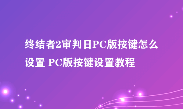 终结者2审判日PC版按键怎么设置 PC版按键设置教程