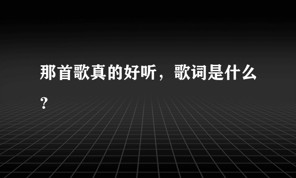 那首歌真的好听，歌词是什么？