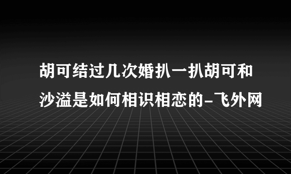 胡可结过几次婚扒一扒胡可和沙溢是如何相识相恋的-飞外网