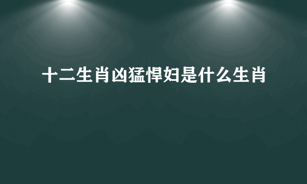 十二生肖凶猛悍妇是什么生肖