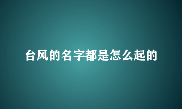 台风的名字都是怎么起的