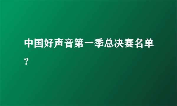 中国好声音第一季总决赛名单？