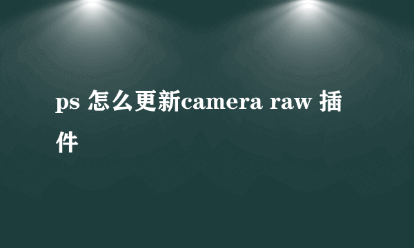 ps 怎么更新camera raw 插件