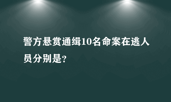 警方悬赏通缉10名命案在逃人员分别是？