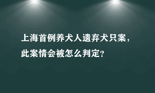 上海首例养犬人遗弃犬只案，此案情会被怎么判定？