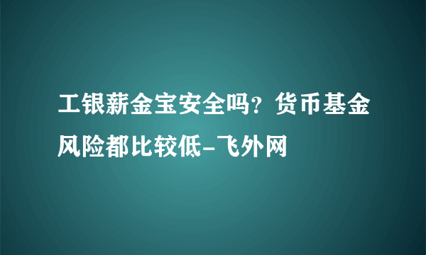 工银薪金宝安全吗？货币基金风险都比较低-飞外网