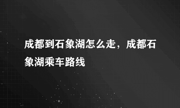 成都到石象湖怎么走，成都石象湖乘车路线