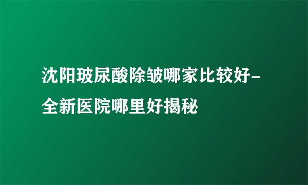 沈阳玻尿酸除皱哪家比较好-全新医院哪里好揭秘