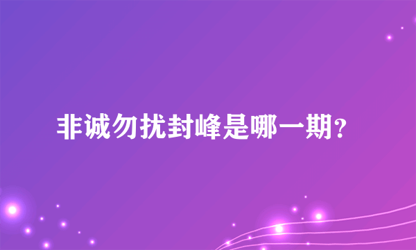 非诚勿扰封峰是哪一期？