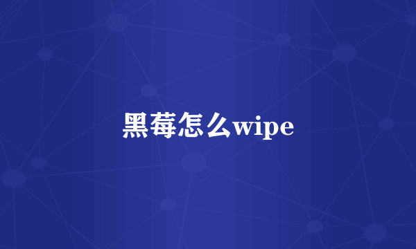 黑莓怎么wipe