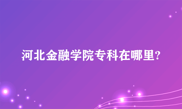 河北金融学院专科在哪里?