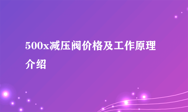 500x减压阀价格及工作原理介绍