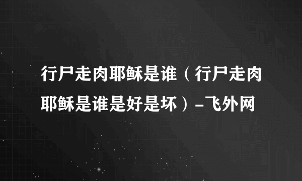 行尸走肉耶稣是谁（行尸走肉耶稣是谁是好是坏）-飞外网