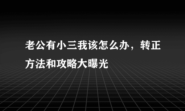 老公有小三我该怎么办，转正方法和攻略大曝光