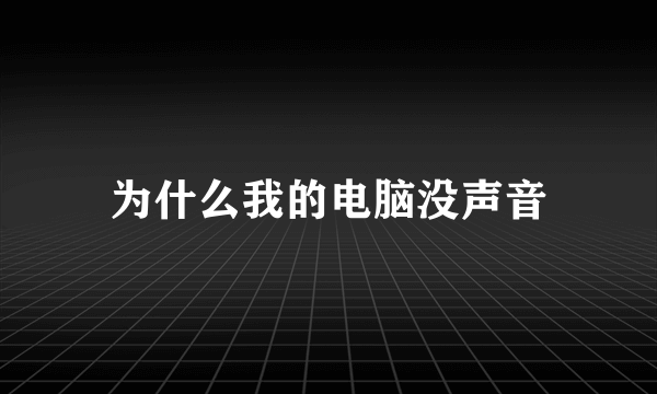 为什么我的电脑没声音