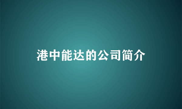 港中能达的公司简介