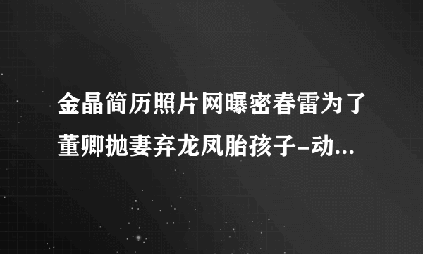 金晶简历照片网曝密春雷为了董卿抛妻弃龙凤胎孩子-动态-飞外网