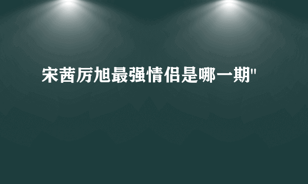 宋茜厉旭最强情侣是哪一期