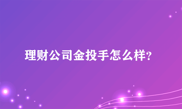 理财公司金投手怎么样？