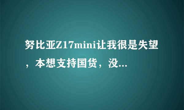 努比亚Z17mini让我很是失望，本想支持国货，没有想到刚买几天就出现了闪屏很厉害的问题，售后检测态度很不好，非常闪屏，硬说没有问题，有意脱过退换日期，后悔支持国货。