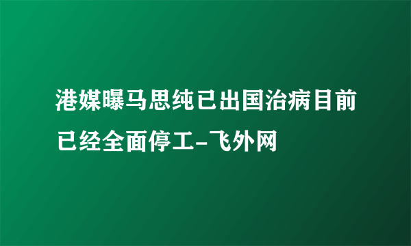 港媒曝马思纯已出国治病目前已经全面停工-飞外网