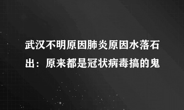 武汉不明原因肺炎原因水落石出：原来都是冠状病毒搞的鬼