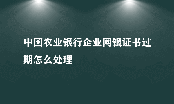 中国农业银行企业网银证书过期怎么处理