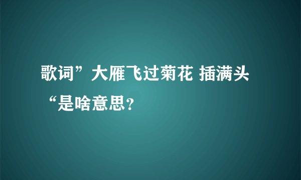 歌词”大雁飞过菊花 插满头“是啥意思？