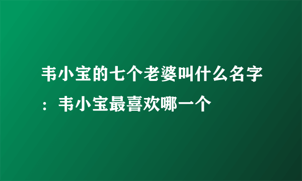 韦小宝的七个老婆叫什么名字：韦小宝最喜欢哪一个