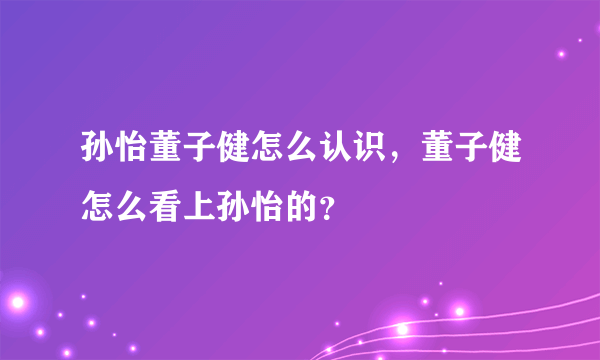 孙怡董子健怎么认识，董子健怎么看上孙怡的？