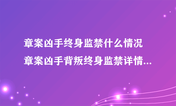 章案凶手终身监禁什么情况 章案凶手背叛终身监禁详情-飞外网