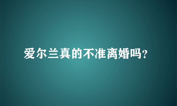 爱尔兰真的不准离婚吗？