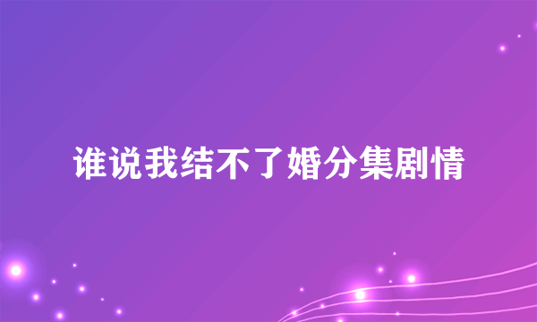 谁说我结不了婚分集剧情