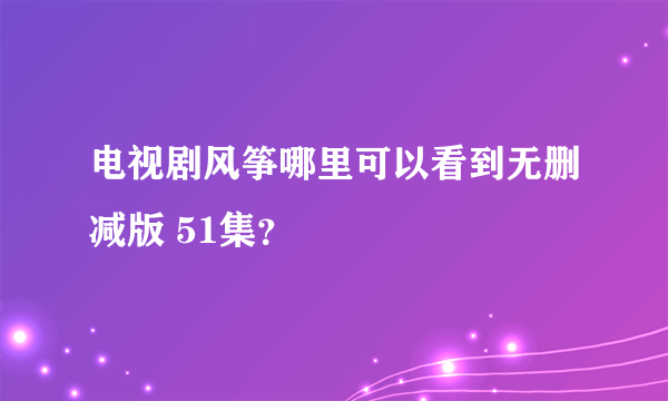 电视剧风筝哪里可以看到无删减版 51集？