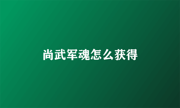 尚武军魂怎么获得